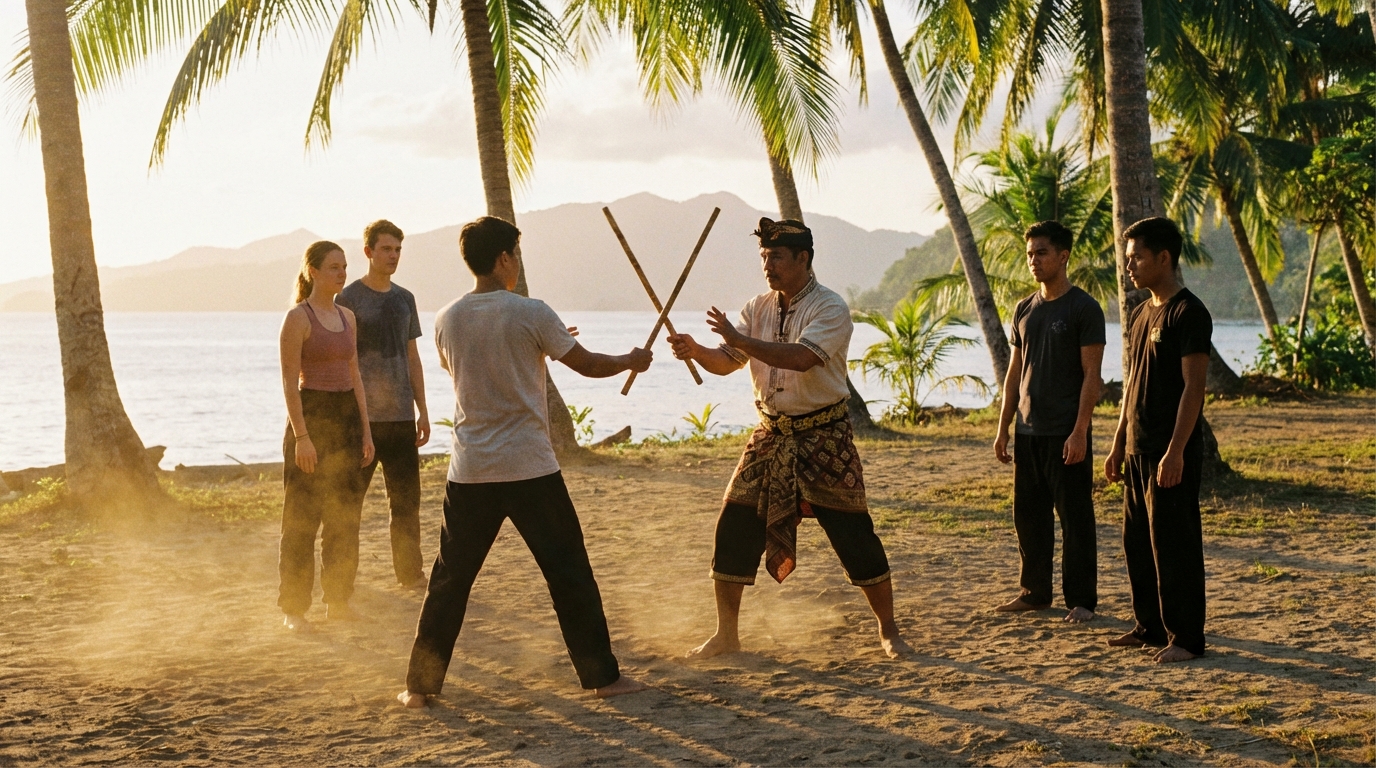 Eskrima training outdoors